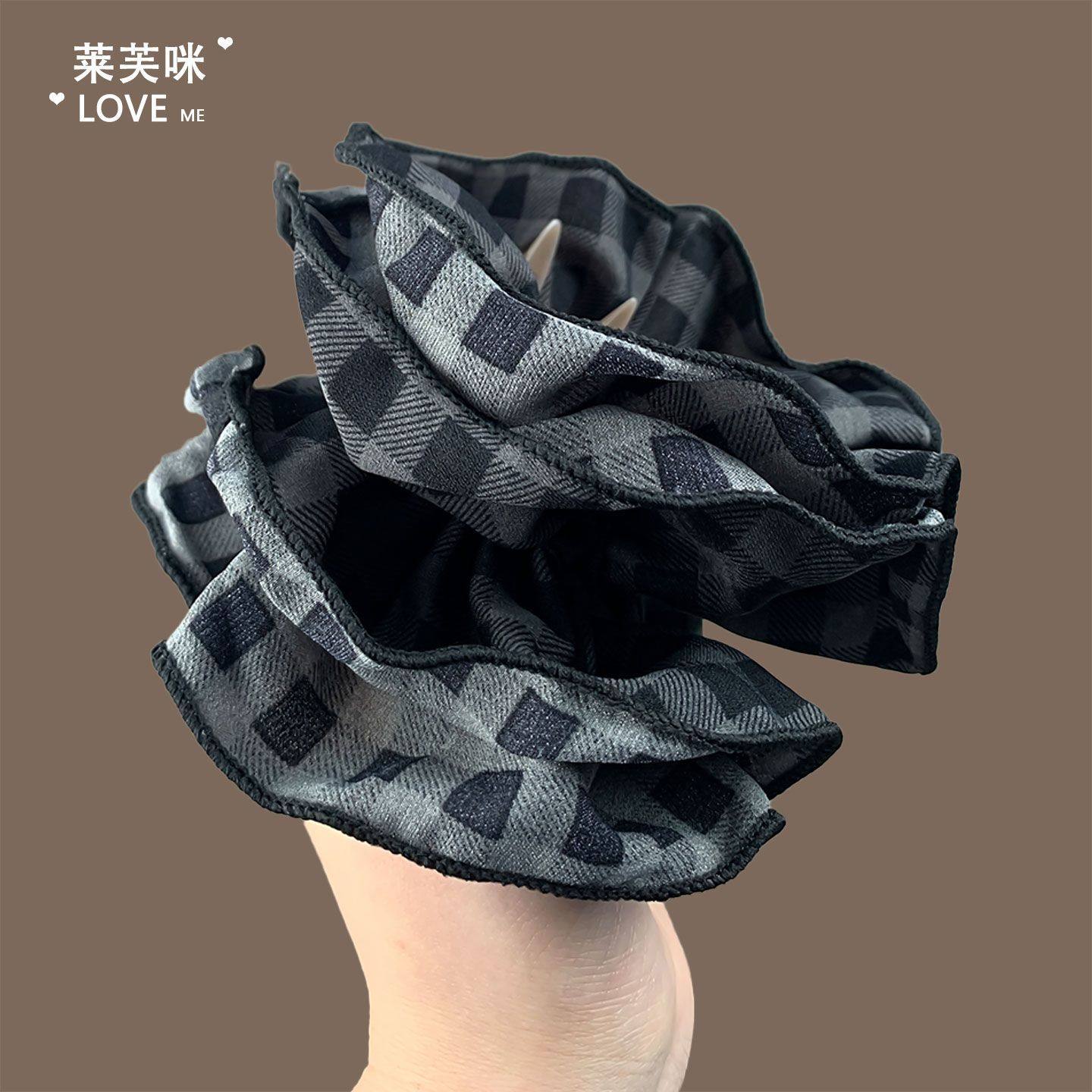 复古韩系暗红格子大肠发圈小众慵懒风扎头发的新款头绳头花发饰发,饰品/流行首饰/时尚饰品新,发饰,淘宝优惠券,粉丝福利购,淘宝优惠卷