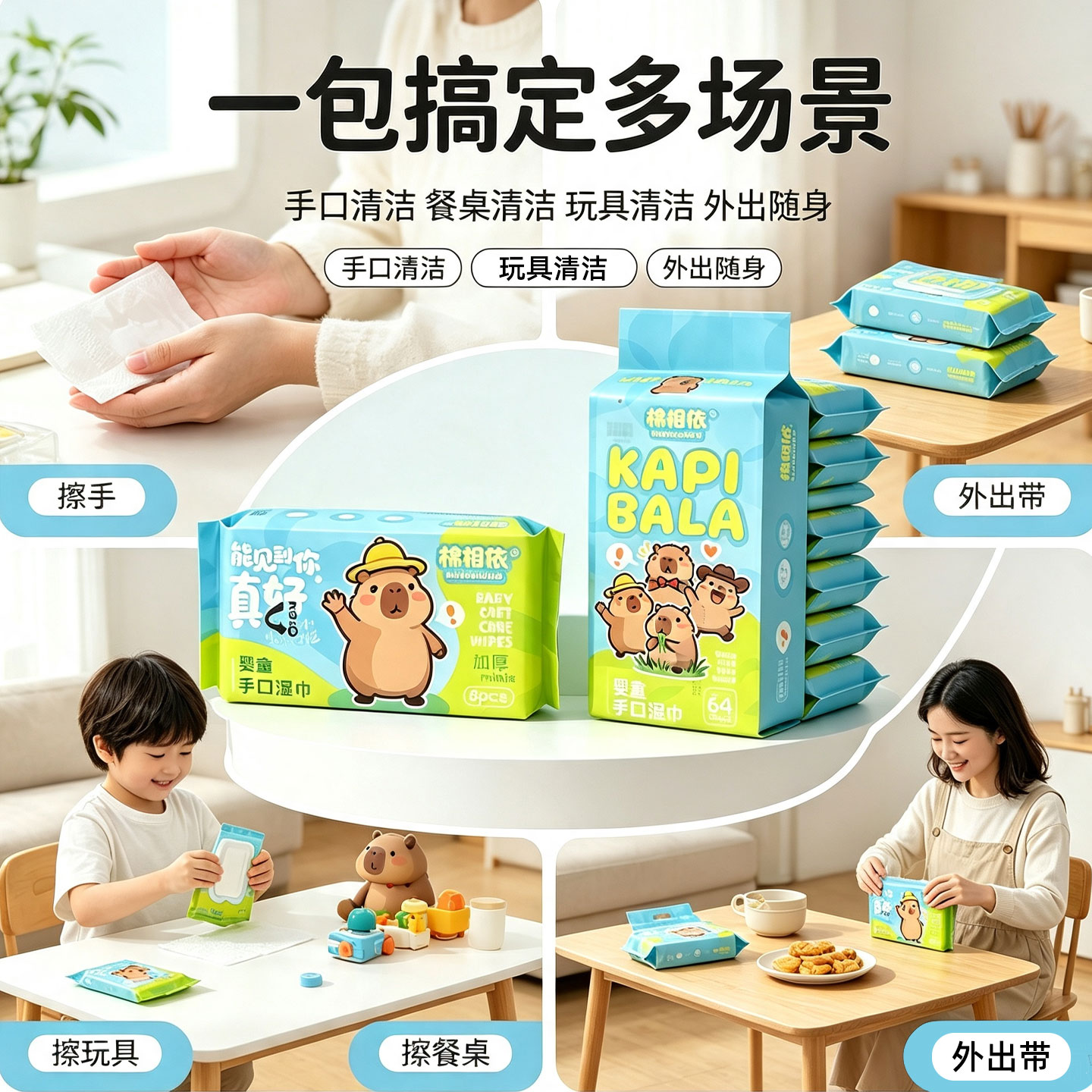 随身迷你湿巾小包便携湿纸巾婴儿手口专用小学生儿童独立装湿巾纸