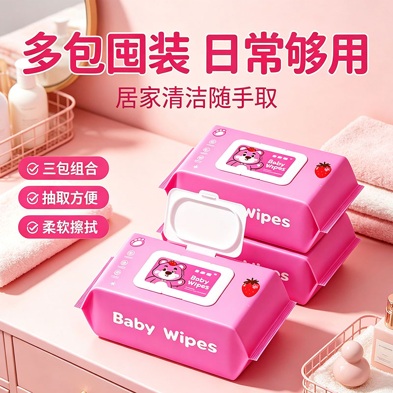 【活动中】带盖湿巾便携湿纸巾儿童学生成人家用婴儿手口湿巾特价