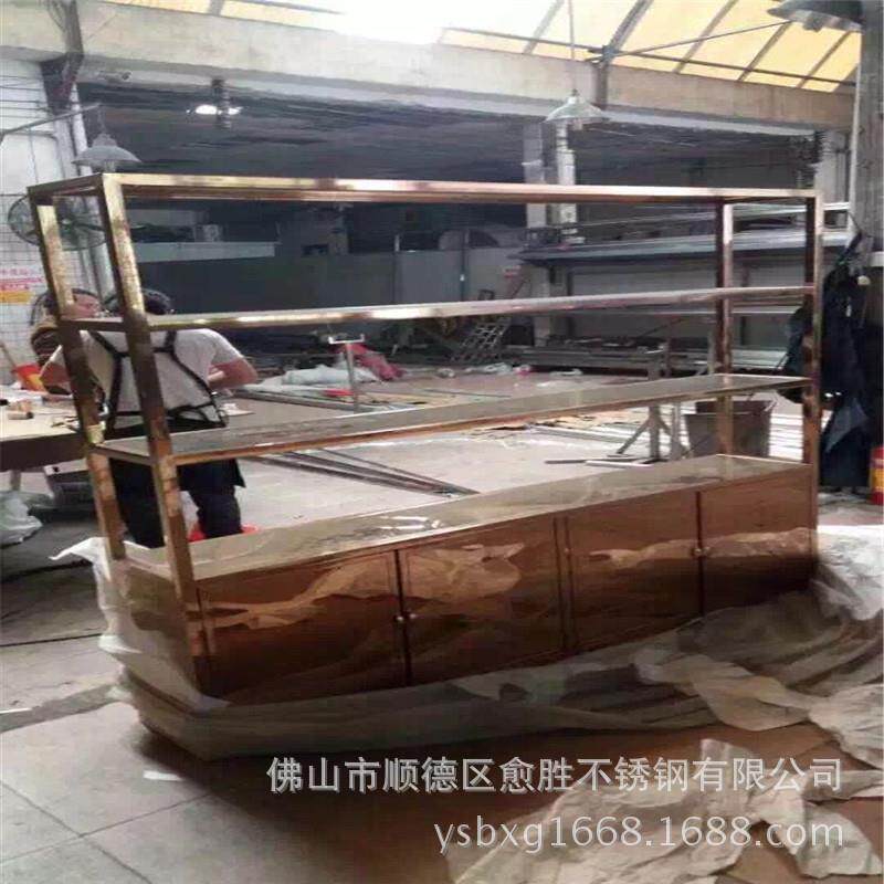 广东珠宝店玫瑰金不锈钢展示支架设计制作