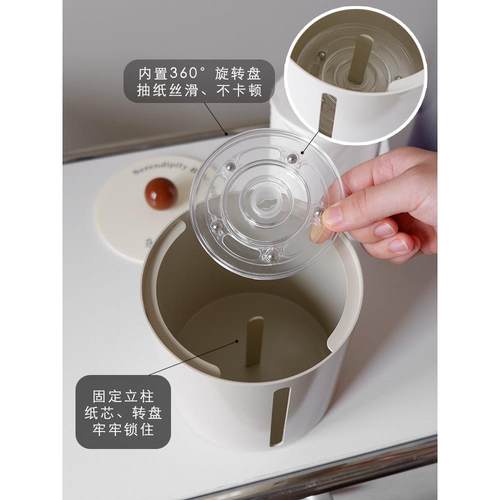 桌面创意卷纸筒防尘复古铁艺空心卷纸收纳筒家用客厅圆形纸