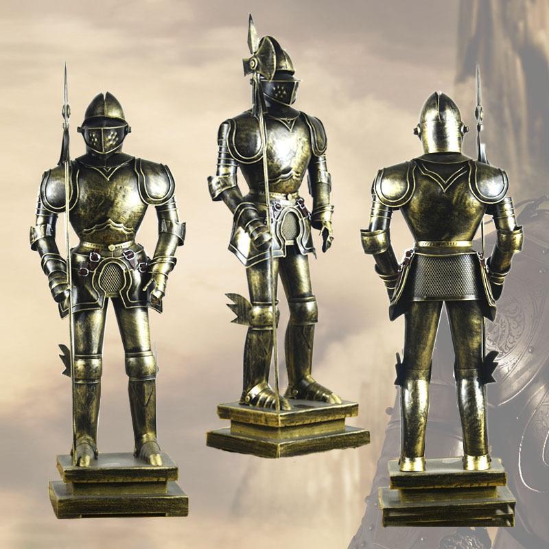 铠甲勇士模型摆件罗马骑士摆设拍摄道具复古铁艺家具软装饰品