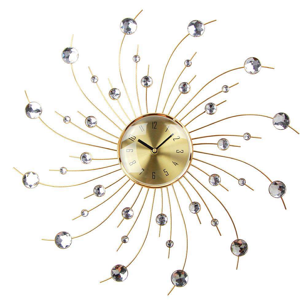欧式水晶创意金色挂钟客厅简约钟表时尚轻奢时钟挂墙家用挂表大号