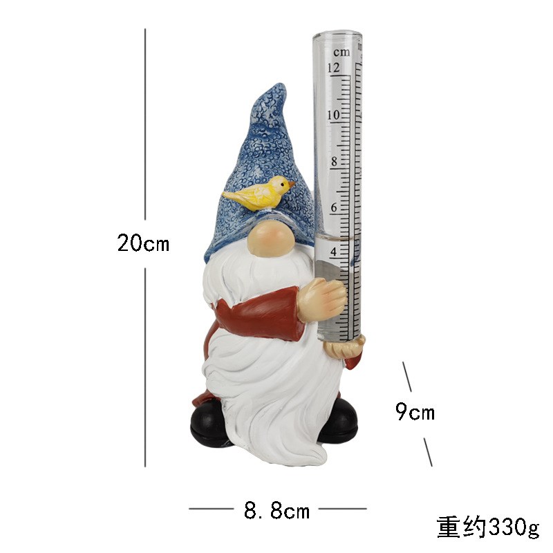 树脂小矮人测雨器户外庭院量雨试管无脸精灵装饰品花园小摆件