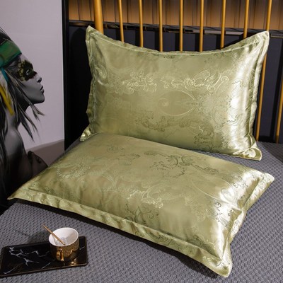 贡缎提花枕套一对装2只枕头套单件长枕套宿舍枕芯套单双人枕头套