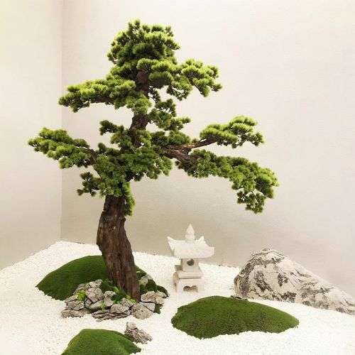 仿真绿色植物迎客松生植物罗汉松假树商场酒店装饰造型大型景观摆