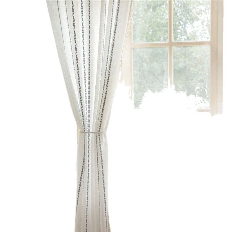 伊缦琪韵窗帘成品灰色纯色线条厨房帘美式乡村风格客厅半遮光飘窗