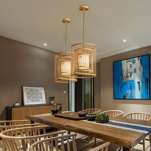 竹编竹艺吊灯 饰东南亚风格 新中式 茶室灯具竹子灯笼茶楼酒楼民宿装