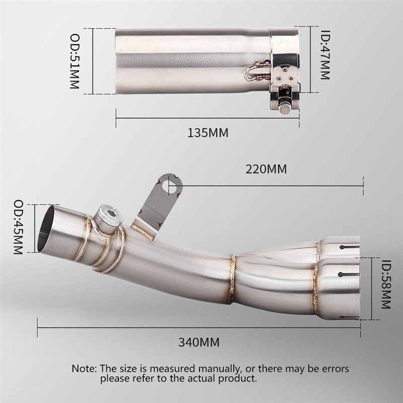 摩托车机车排气管改装 R6不锈钢钛合金中段 无损安装 1998-2021年
