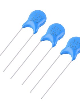 3KV331K高电压瓷片电容 330PF P5mm 331k/3kv直插 蓝色瓷介电容