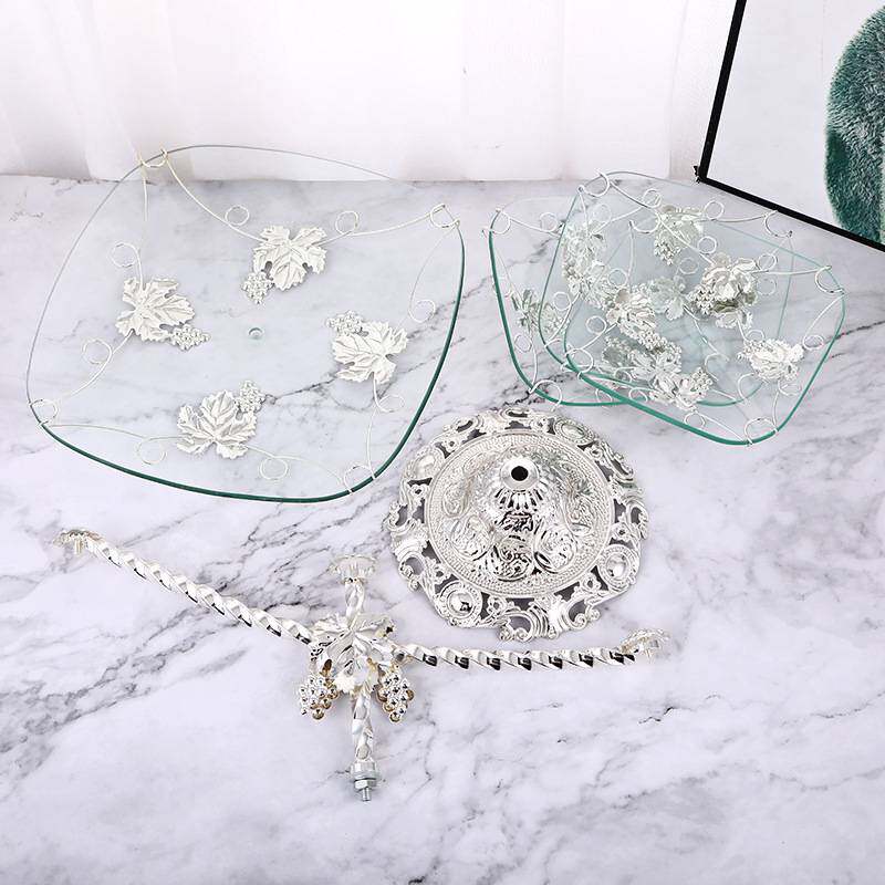 欧式钢化玻璃水果盘 多层果盘 创意高档婚庆蛋糕盘滚珠点心甜品盘