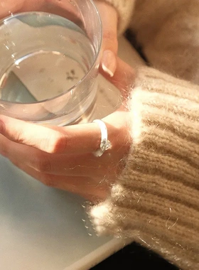 轻奢简约锆石几何开口戒指个性冷淡风食指戒小众百搭设计感手饰女