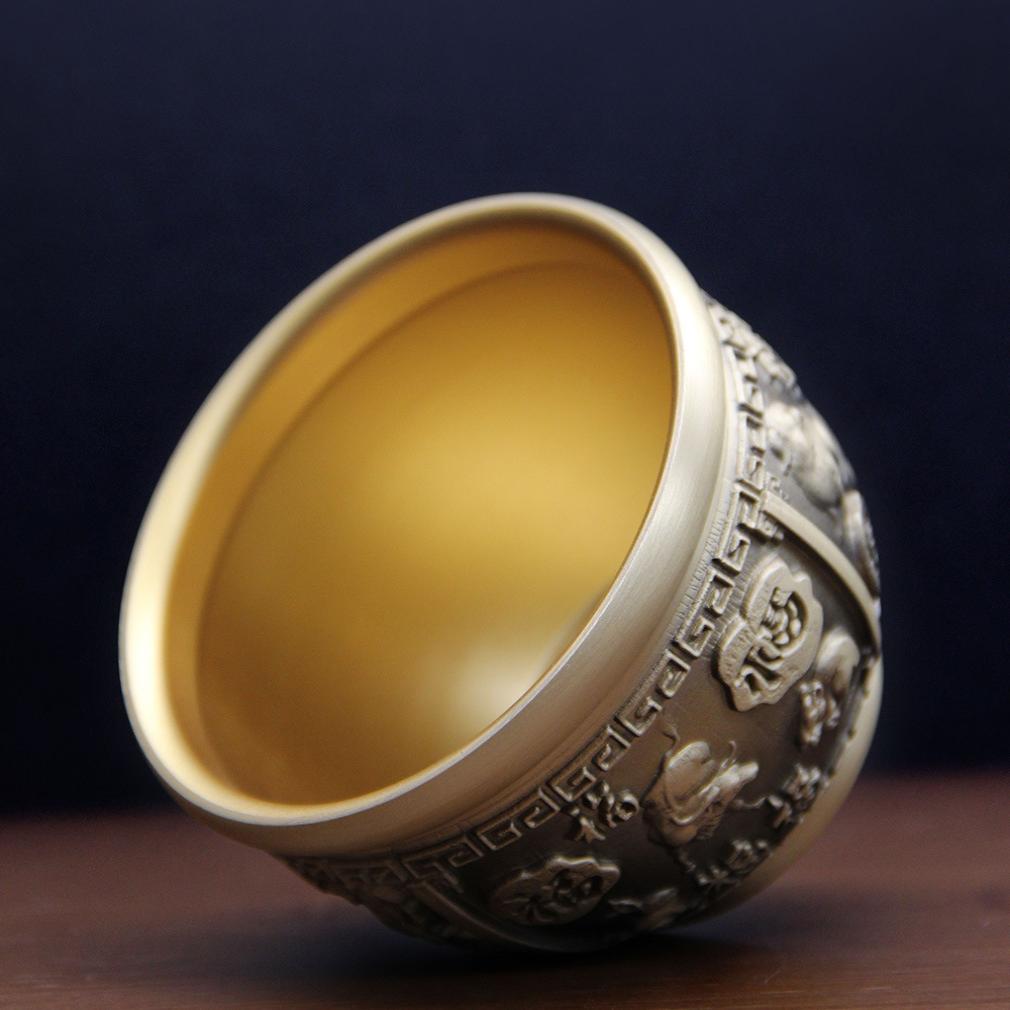 黄铜拉丝封釉吸金百福缸聚宝盆聚米缸烟灰缸商务家居创意礼品摆件