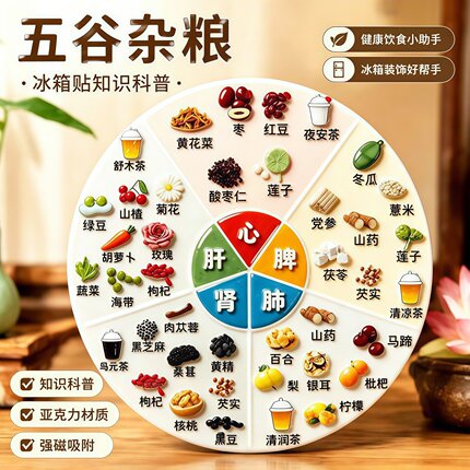 亚克力磁吸养生冰箱贴五脏六腑食疗图谱家庭生活健康科普装饰贴