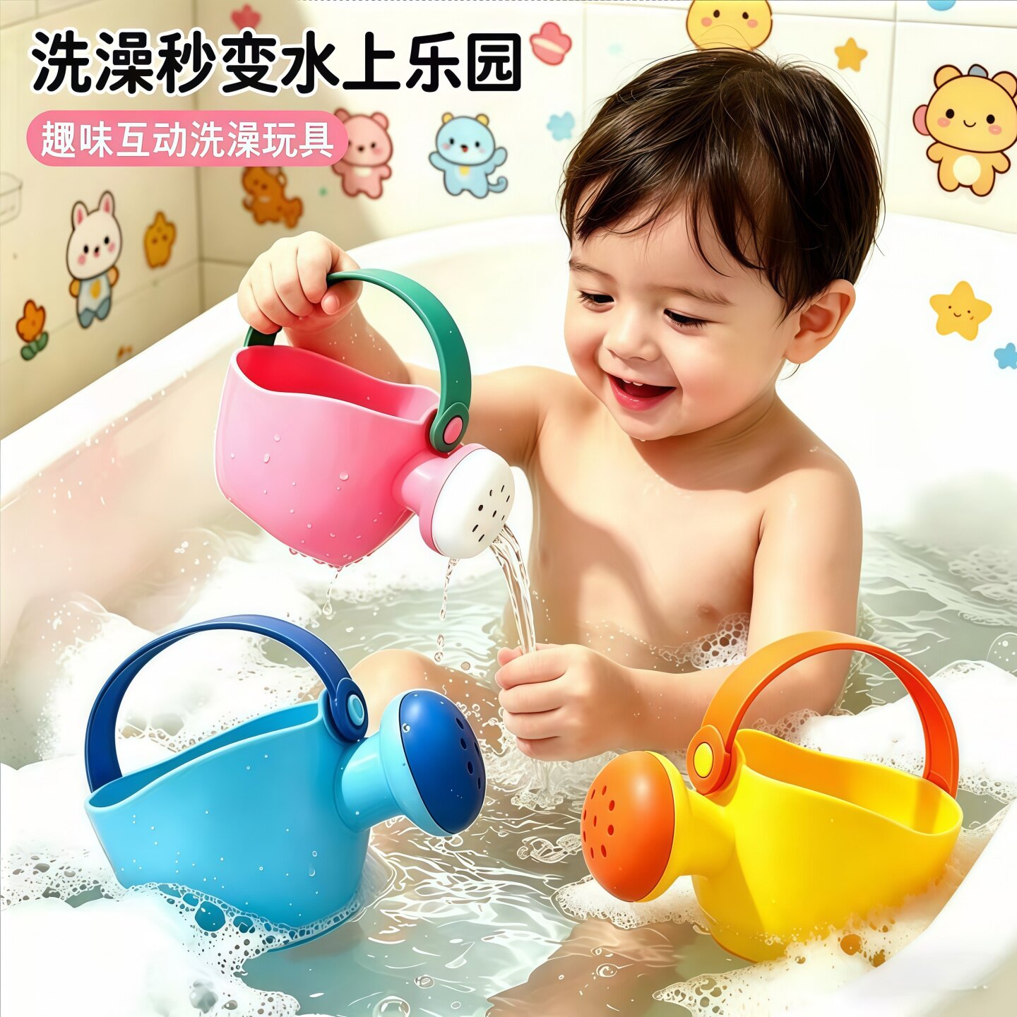 萌趣迷你花洒水壶洗澡玩具玩水壶