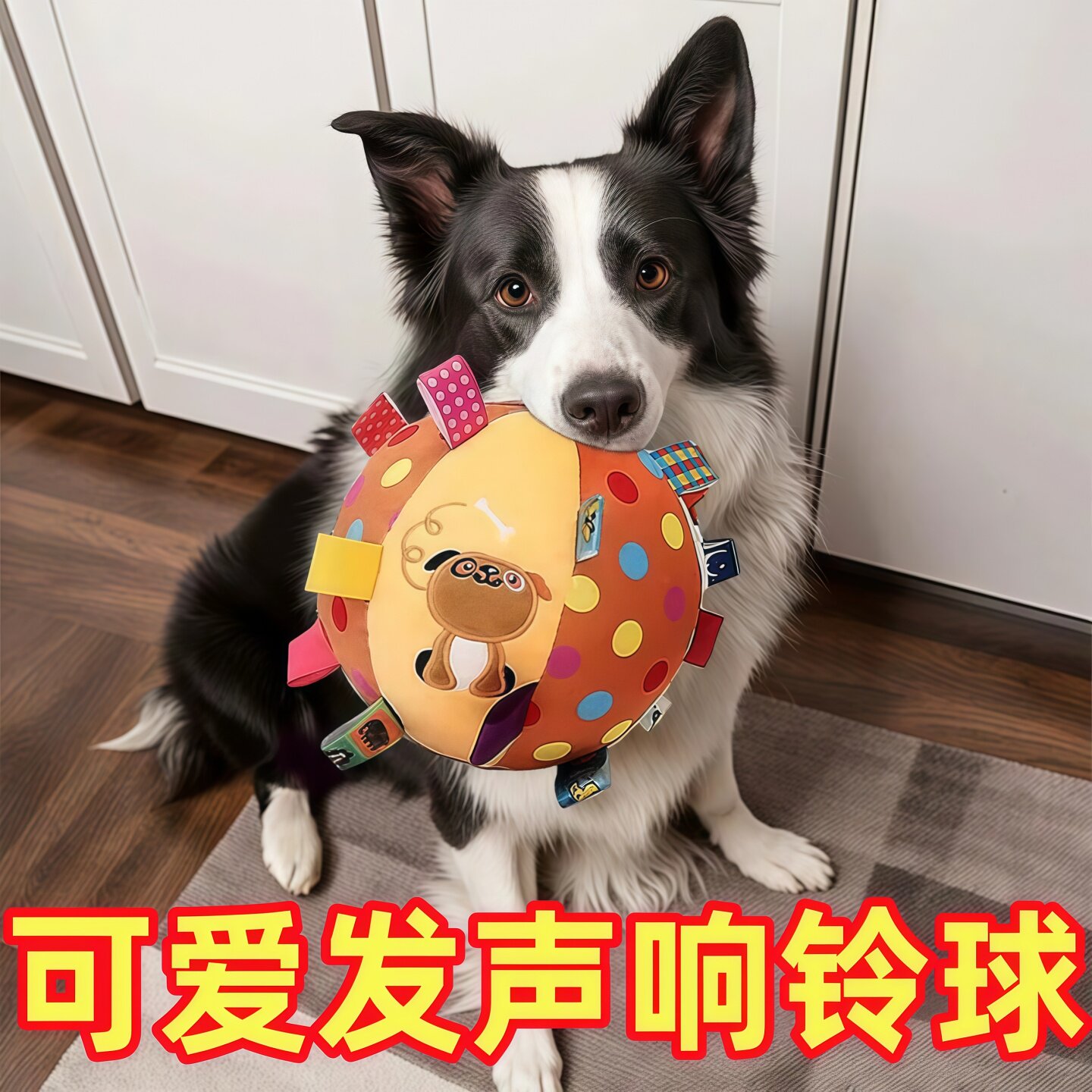 宠物狗狗解闷玩具球耐咬发声铃铛球自嗨毛绒小狗球形户外发声玩具
