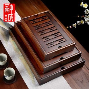茶海茶台 竹制茶盘家用简易竹托盘功夫茶具沥水长干泡盘小型储水式
