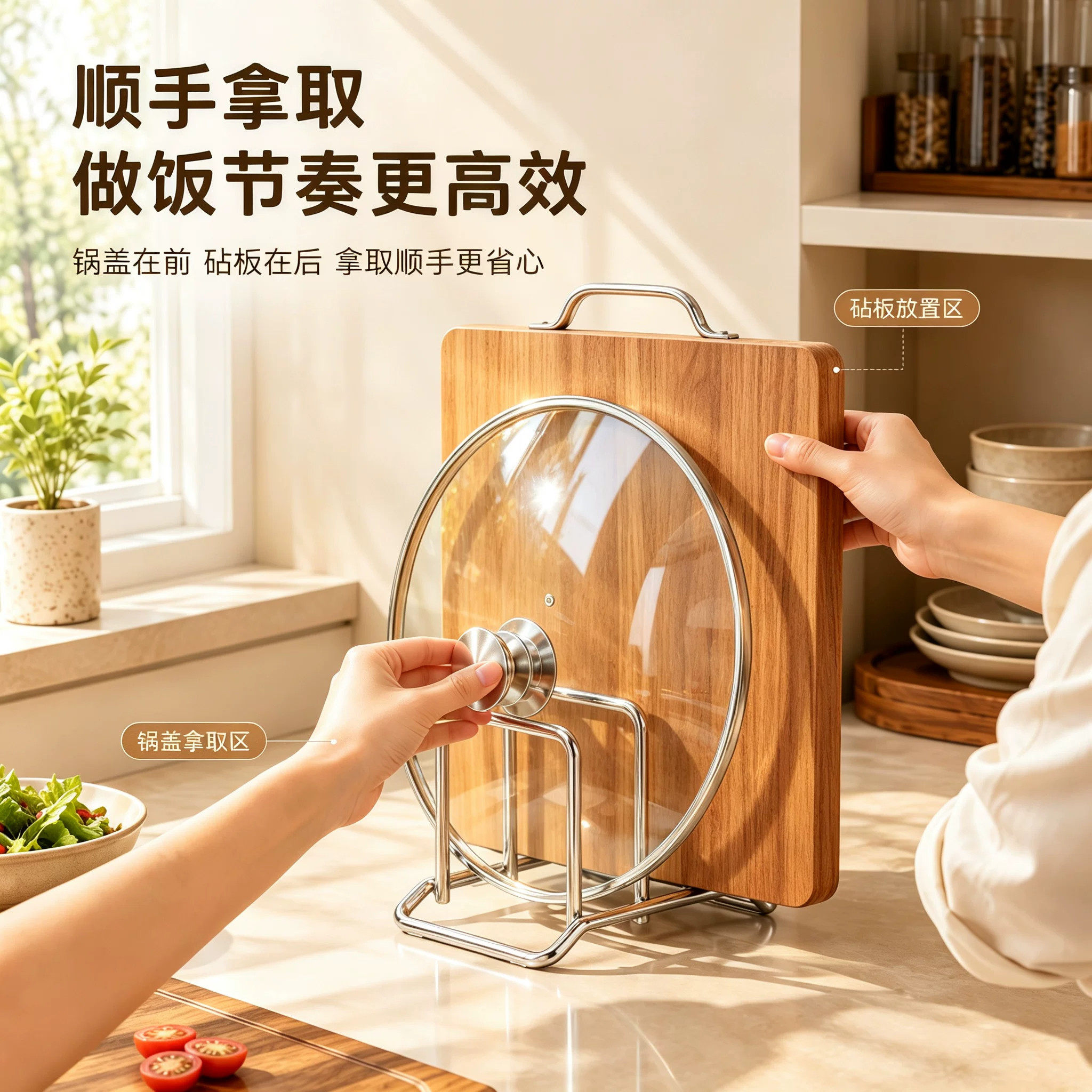 不锈钢加厚多功能厨房砧板架