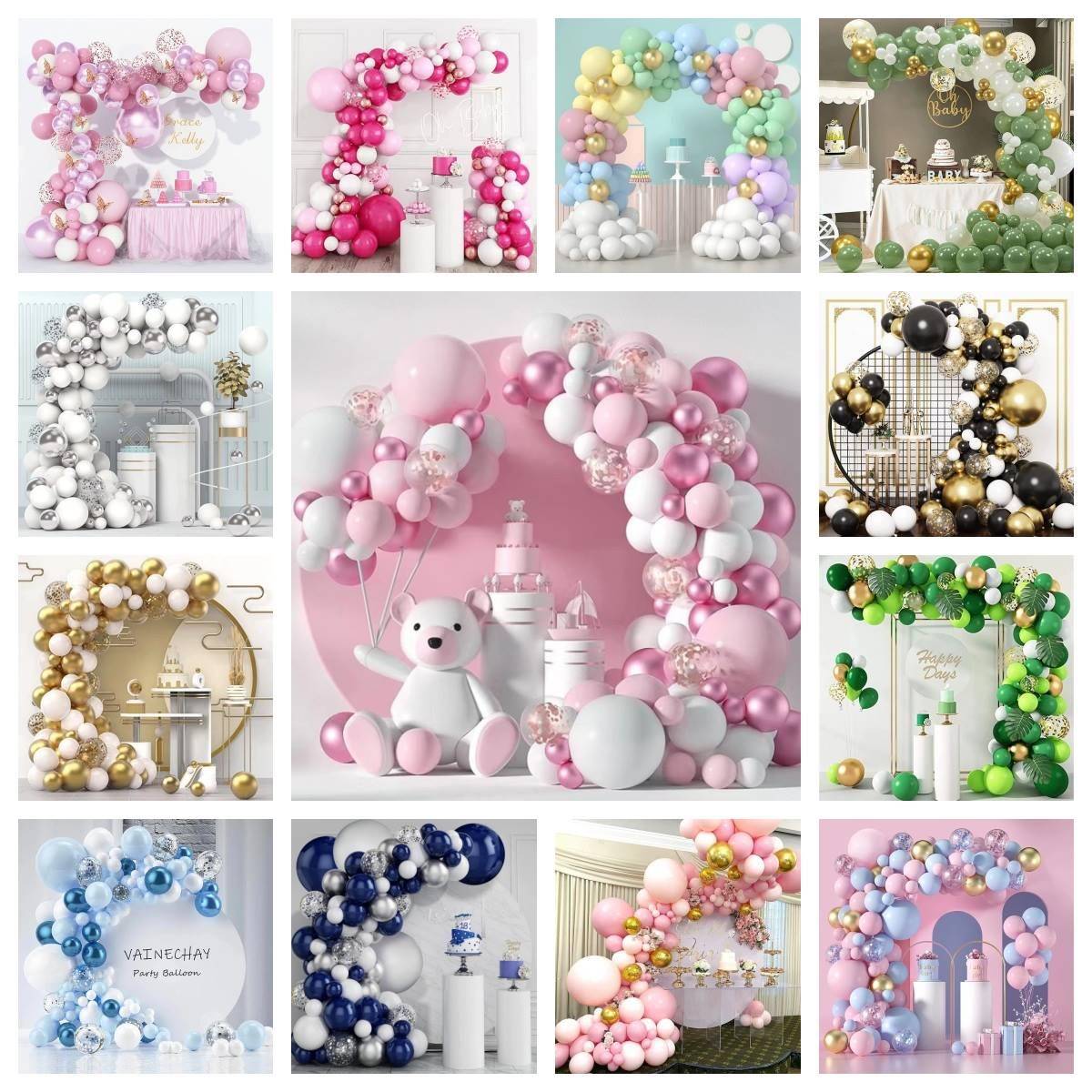 马卡龙气球套装场景布置气球拱门婚庆生日派对装饰店铺气球炼套餐