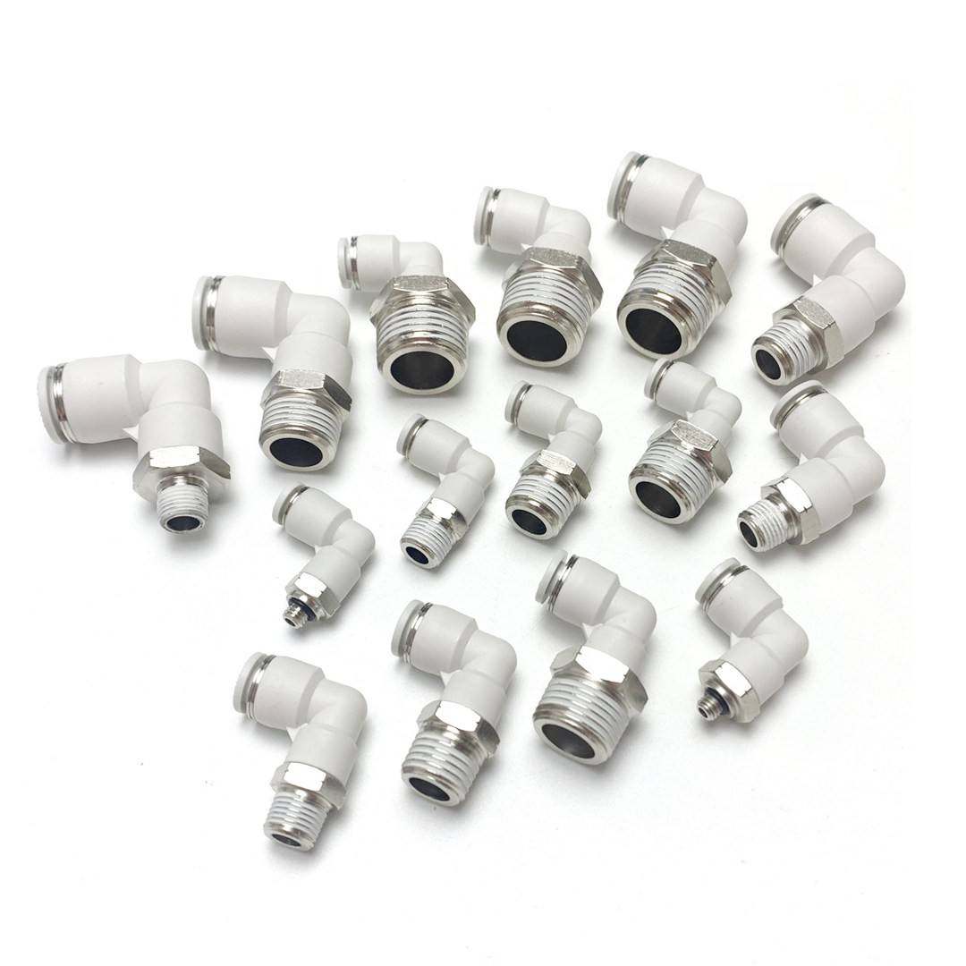 美制NPT螺纹弯通气管快插接头 APL 6/8/-NPT1/8,NPT1/4白色锌合金