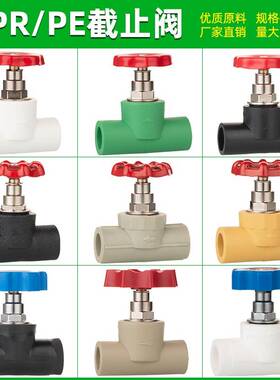 ppr升降式PE阀门铜芯止水阀门配件截止阀自来水管开关4分202532dn