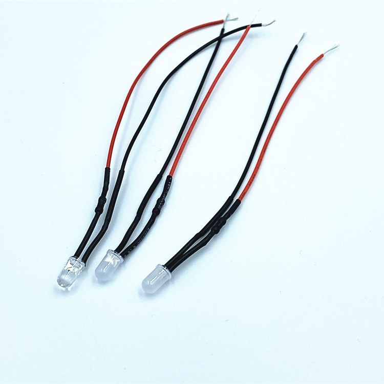 5MM发光二极管 圆头雾状散光带线LED信号指示灯3V6V12V24V48V220V