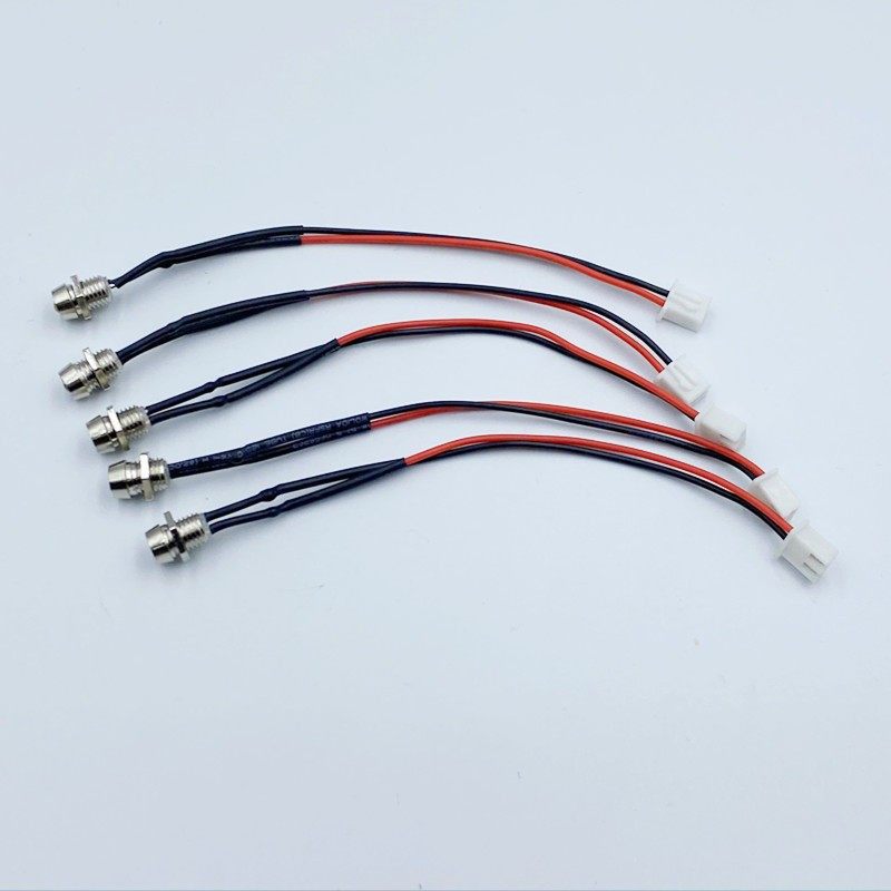 开孔6MM金属LED指示灯3V5V6V9V12V24VF3带端子线PH2.0-2P红蓝绿黄