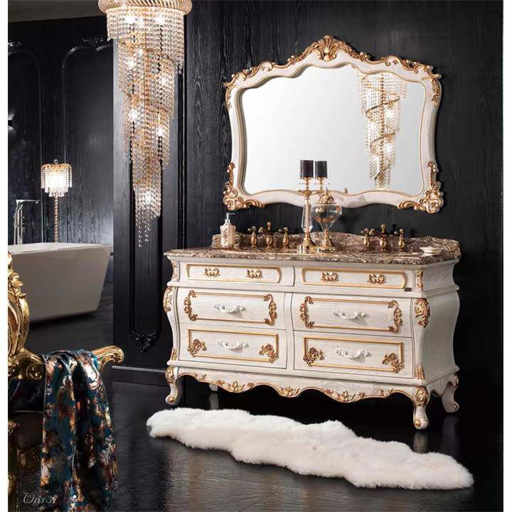 欧式浴室柜橡实木双盆落地式卫生间卫浴柜洗漱台洗脸洗手盆柜组合