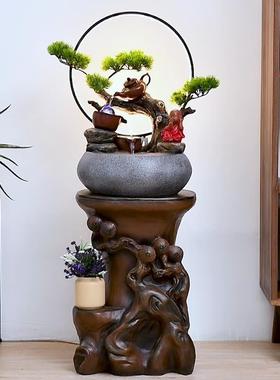 中式风水轮流水喷泉鱼缸家居装饰乔迁礼品加湿器招财客厅落地摆件