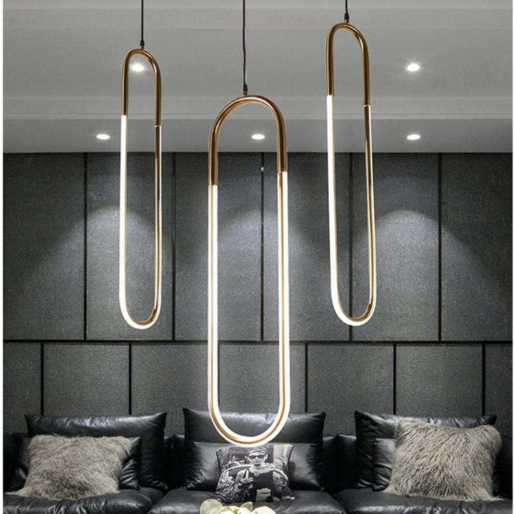 北欧现代简约创意吧台卧室床头双U吊灯服装店酒店装修铁艺小LED