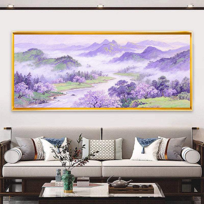 紫气东来满绣十字绣山水风景大画客厅高级感2026新款线绣横板全绣