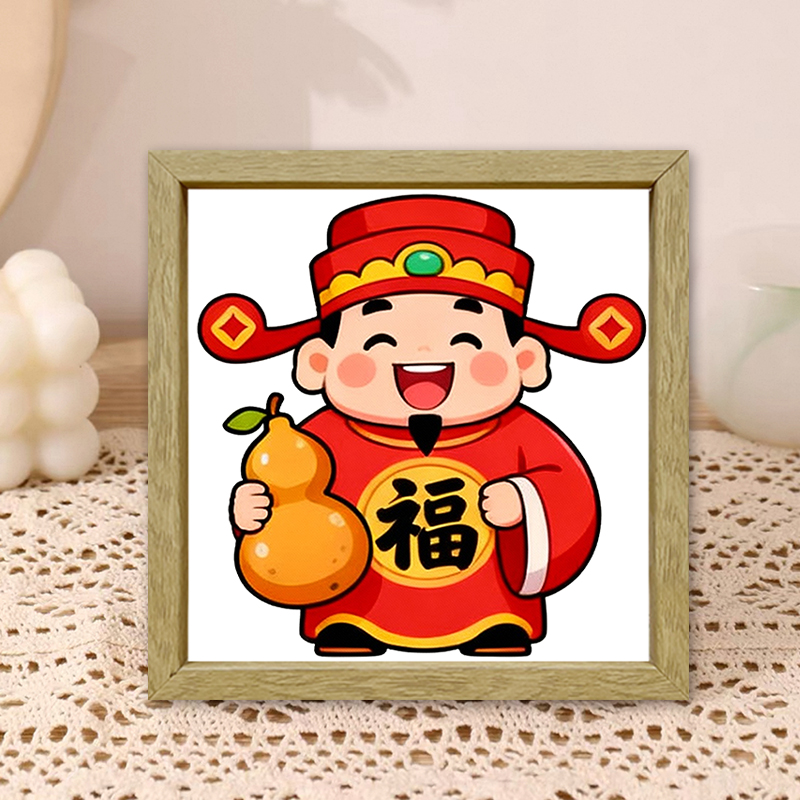 五路财神中式卡通白底不绣手工简单初学者2025新款线绣卡通人物