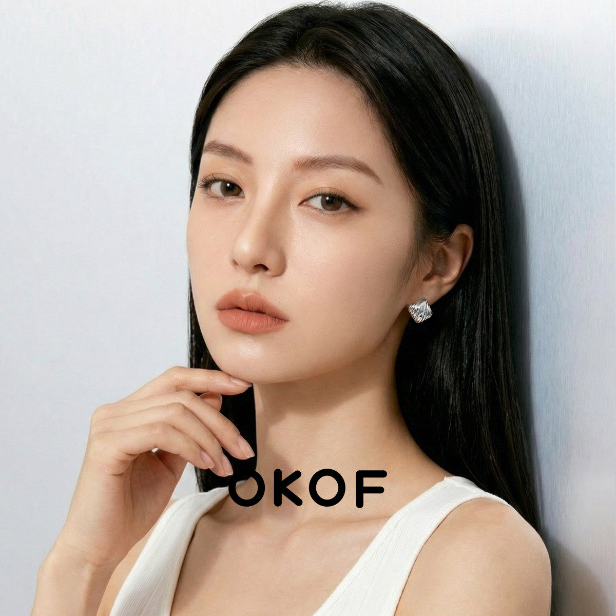 OKOF光影立方S925银耳钉女生2026款小众设计轻奢高级感好看耳饰