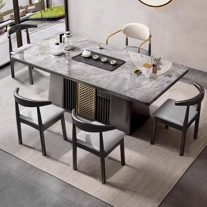 茶桌一体一整套轻奢岩板