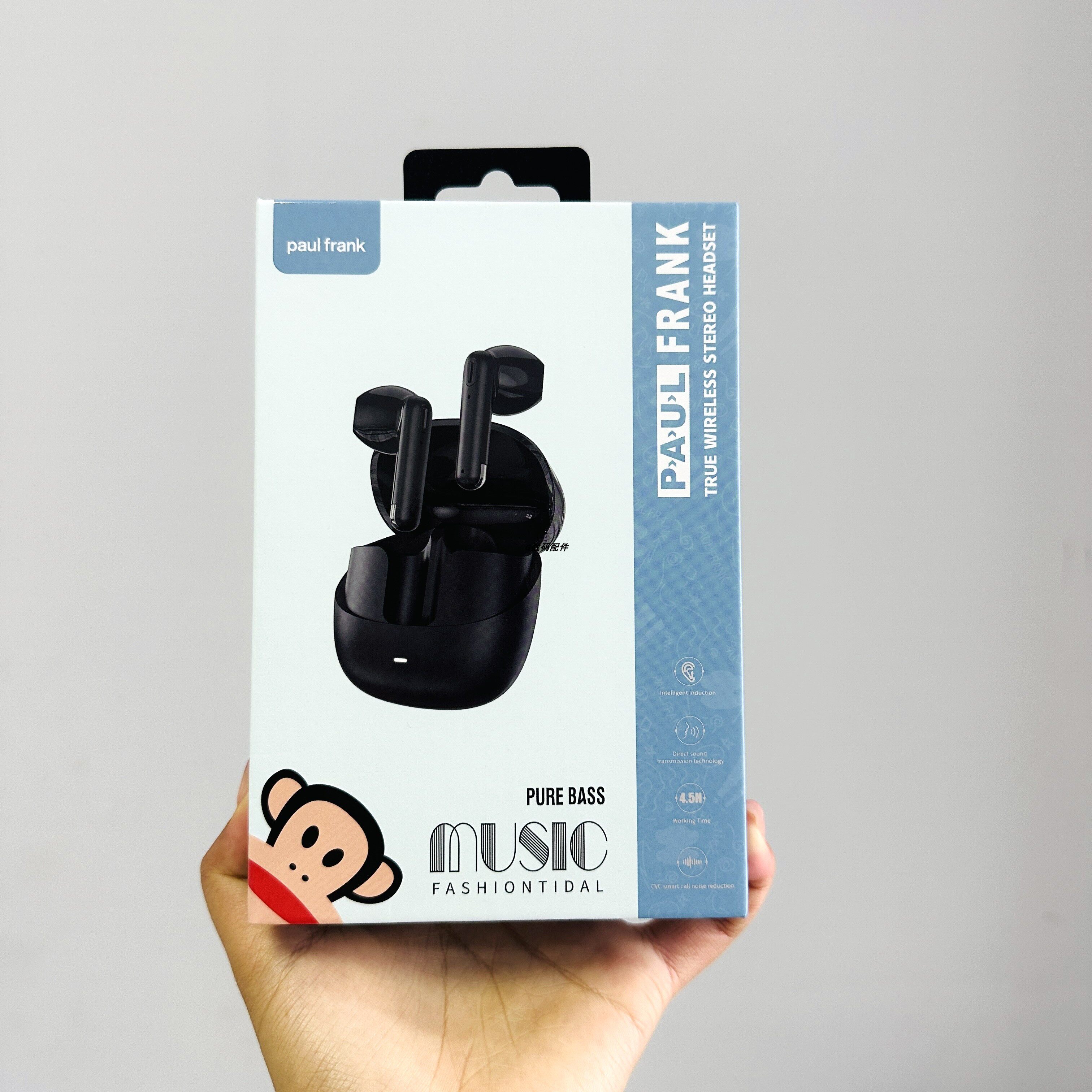 Paul Frank大嘴猴蓝牙耳机立体声入耳式耳机音乐播放黑色2026新款
