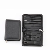 修甲工具指甲钳美容套装 黑色拉链包9件套 斯顿指甲刀套装