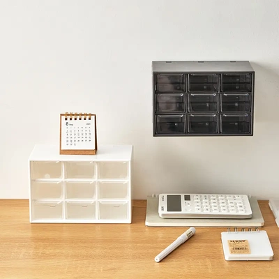 日式九宫格收纳盒桌面上小抽屉手帐可爱宿舍置物架日抛收纳盒