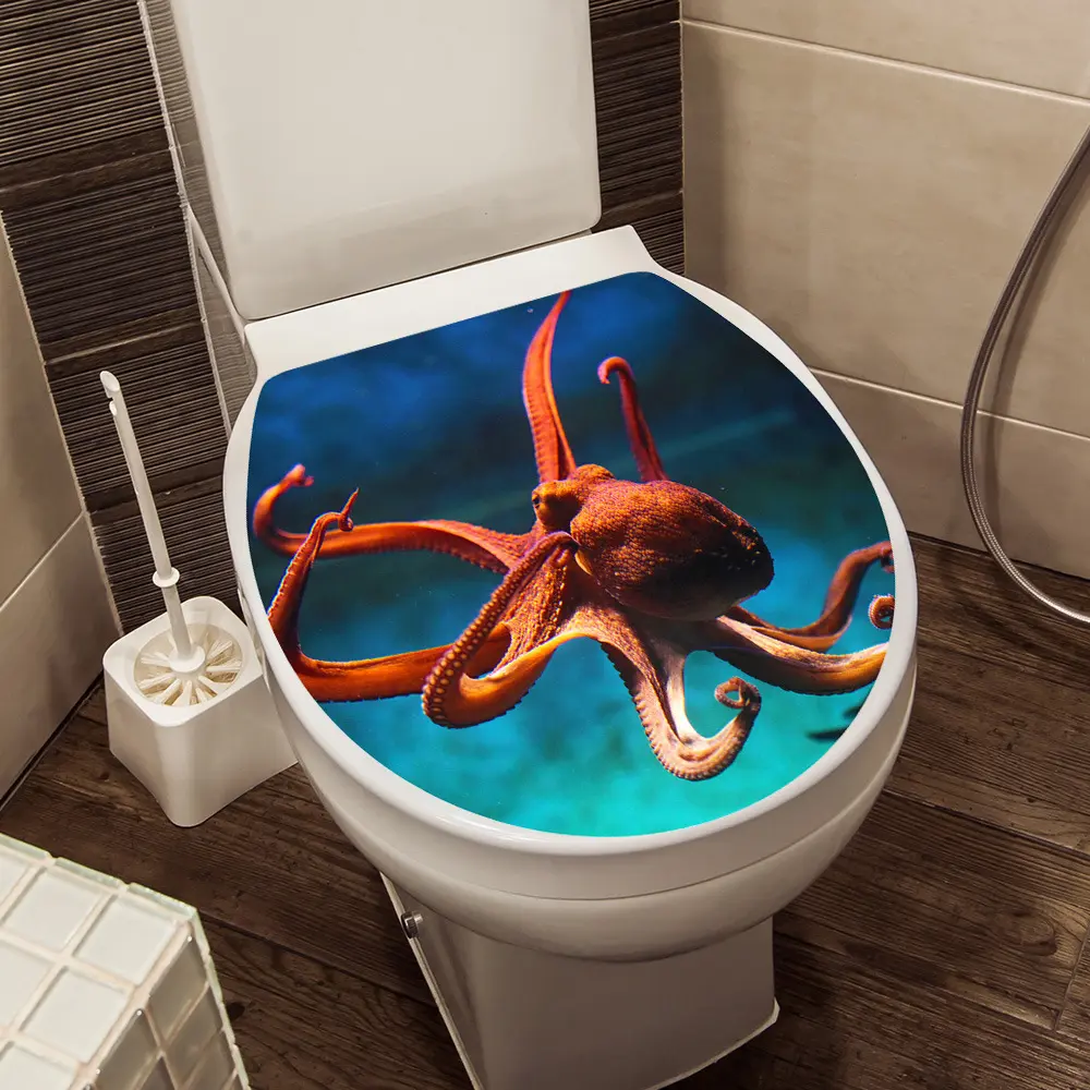 尚易spz-w053创意鱼自粘浴室墙贴pv马桶盖装饰马桶贴