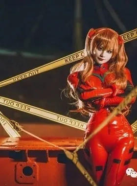 eva 福音战士  os假发橙色 虎口夹双马尾长款假发套