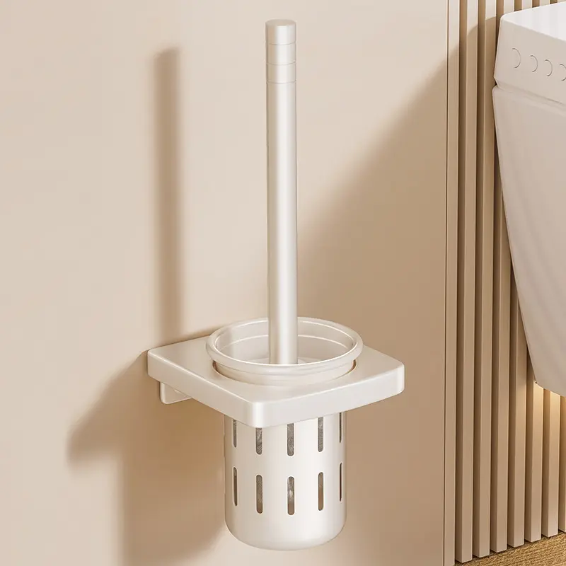 奶油风卫生间马桶刷置物架壁挂式厕所清洁软毛刷子马桶杯免打孔架
