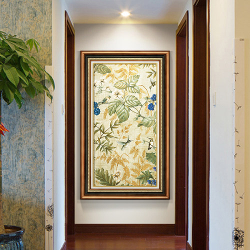美式复古玄关入户沙发背景墙装饰画走廊I过道壁挂画风景落地款花