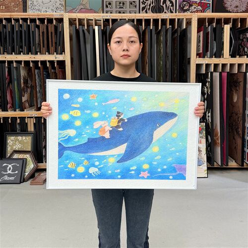 现代卡通儿童房唯美携手海洋餐厅砂岩画E037客N厅背景墙装饰画507