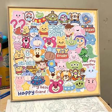 卡通钻石画满钻儿童房贴钻画2024年新款点钻十字绣卧室可爱钻石绣