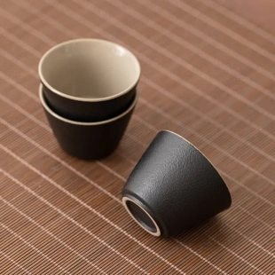 陶瓷小号功夫喝茶杯子品茗杯家用黑陶茶杯粗陶主人单杯茶具小茶杯