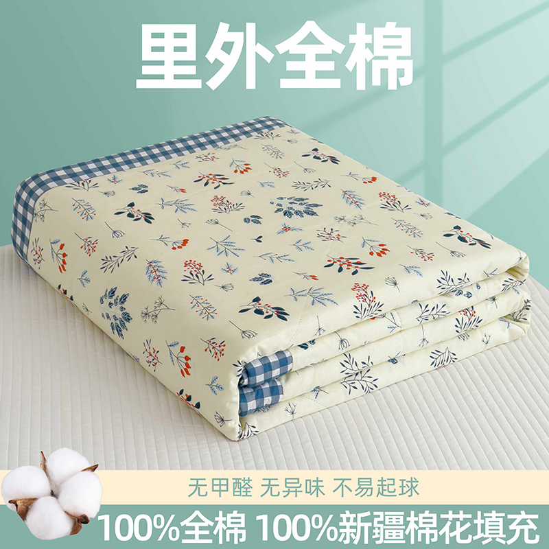 100%纯棉夏凉被全棉夏被夏季棉花薄被子空调被可水洗双人被芯儿童
