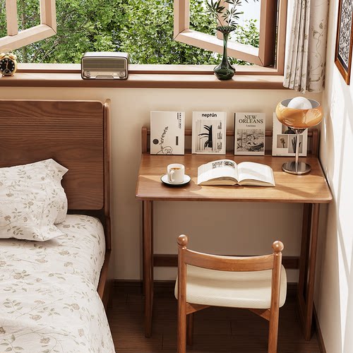 莱舍折叠书桌全实木迷你电脑桌
