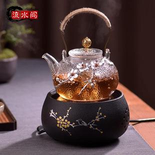锤纹耐热玻璃提梁壶电陶炉泡茶壶花茶壶家用煮茶炉养生壶高档 日式