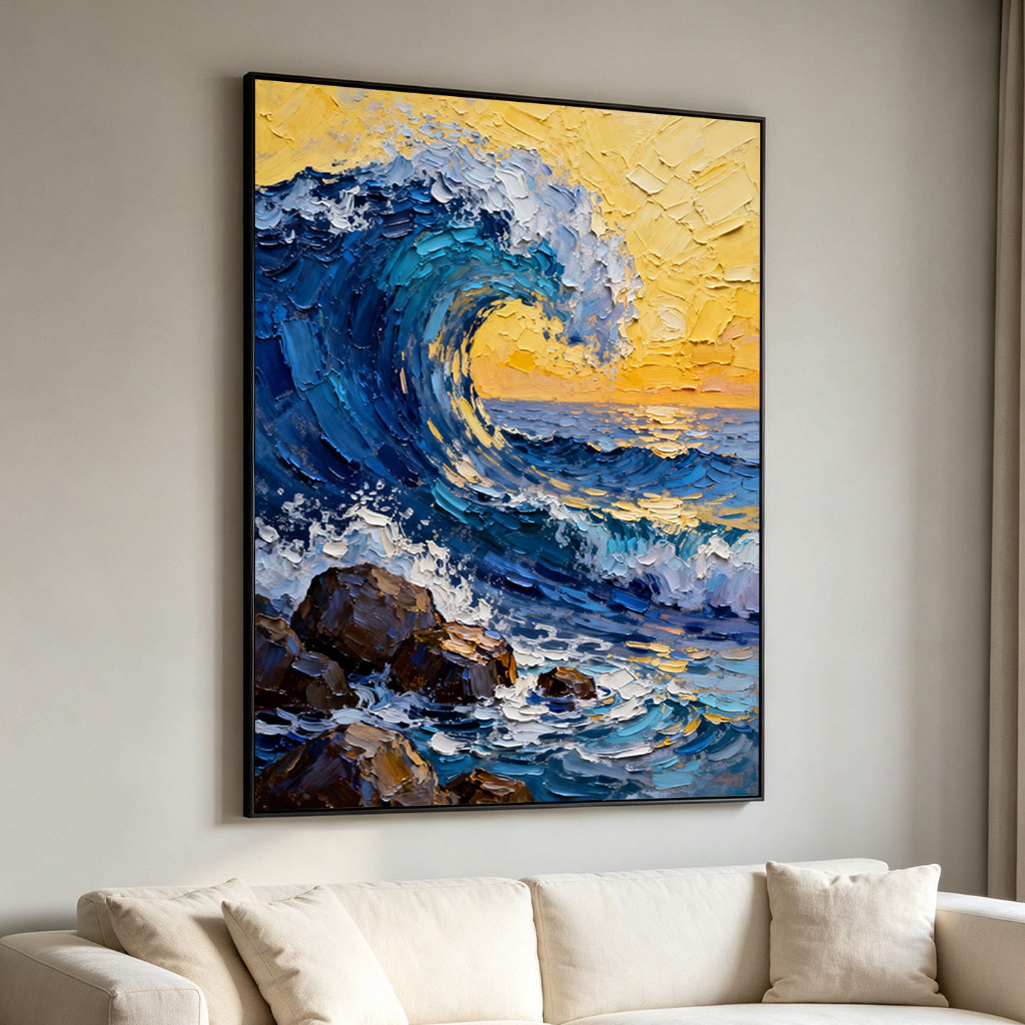 可班风生水起手绘油画装饰挂画