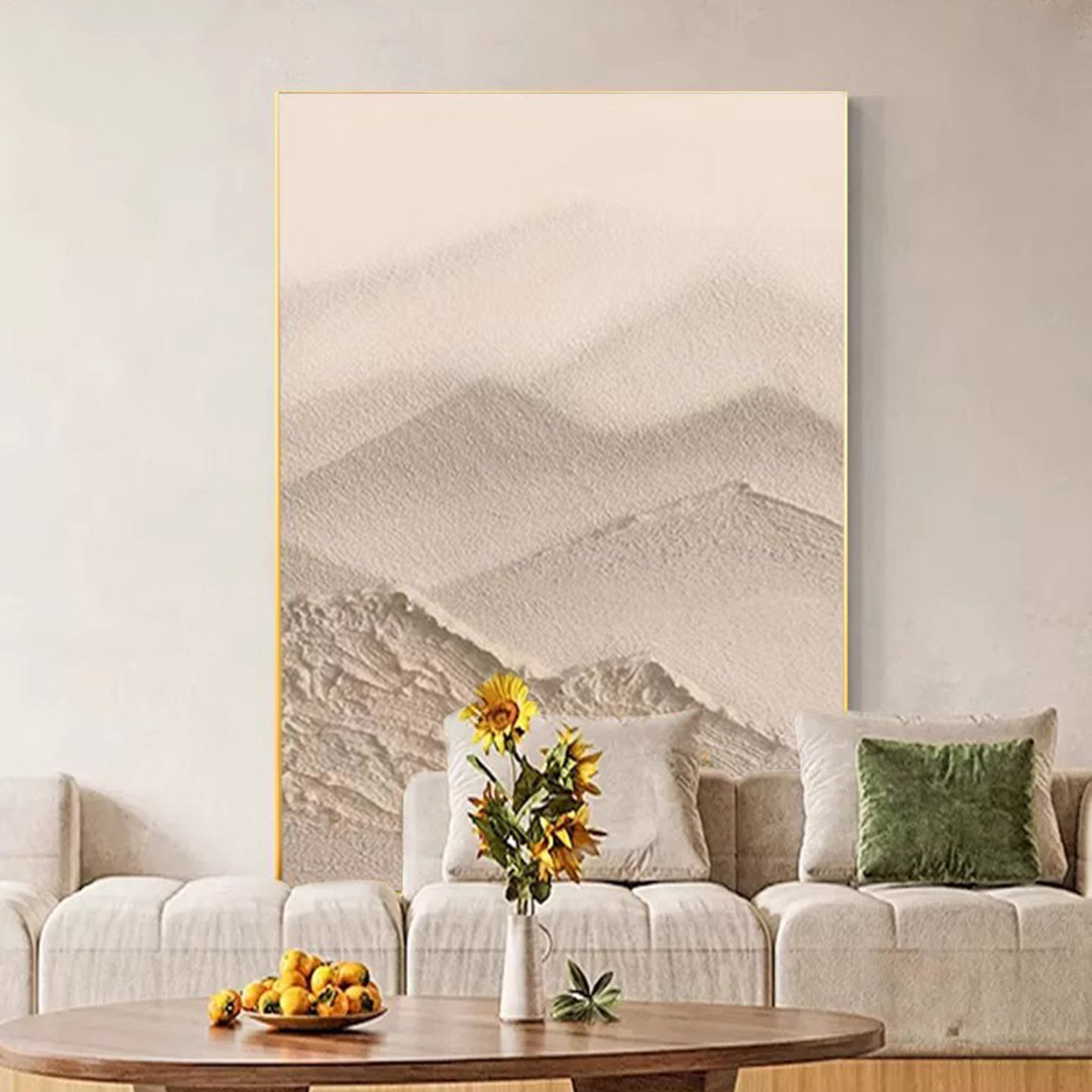 可班纯手绘油画立体浮雕山峦油画