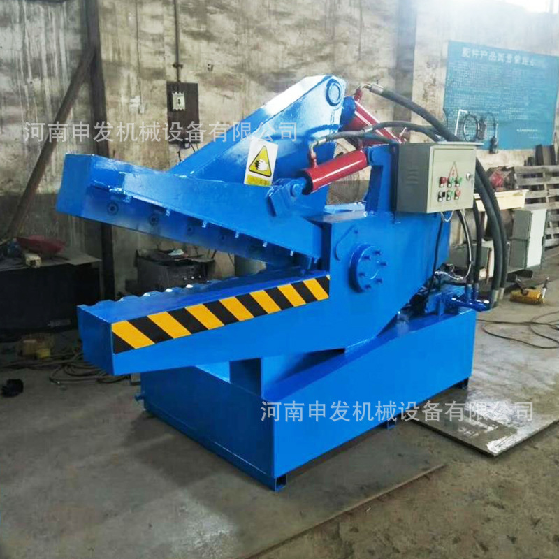 小型废钢鳄鱼剪切机自动送料液压剪断机卷闸门铁门窗废金属鳄鱼剪